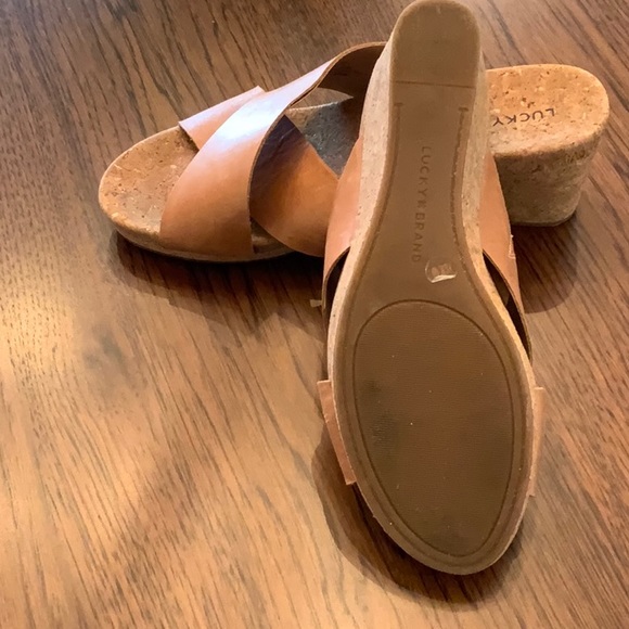 Lucky Brand Tan Cork Wedge Sandals - 8 - Picture 5 of 5